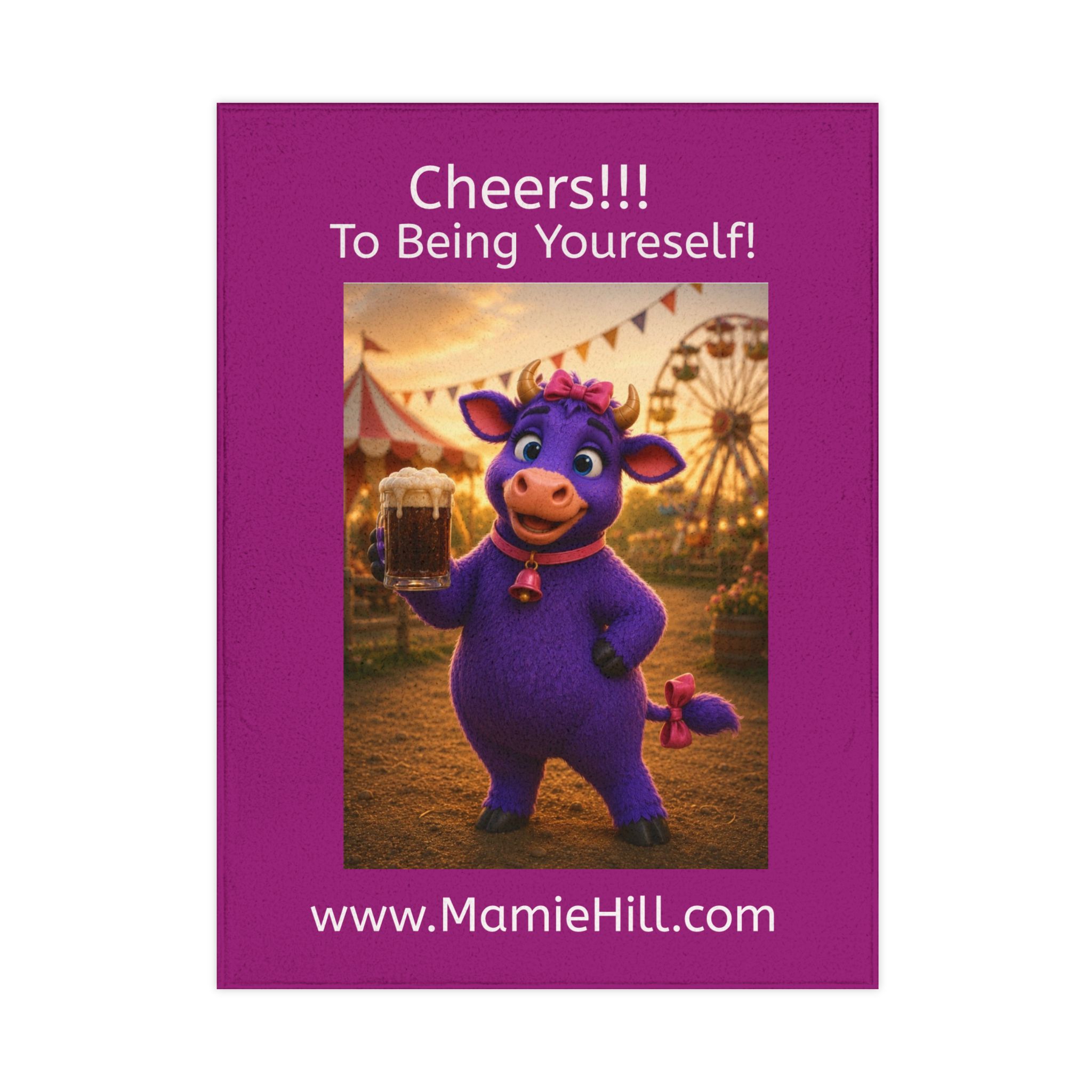 Cheers to Being Yourself Toddler Blanket – Fun Purple Character Design