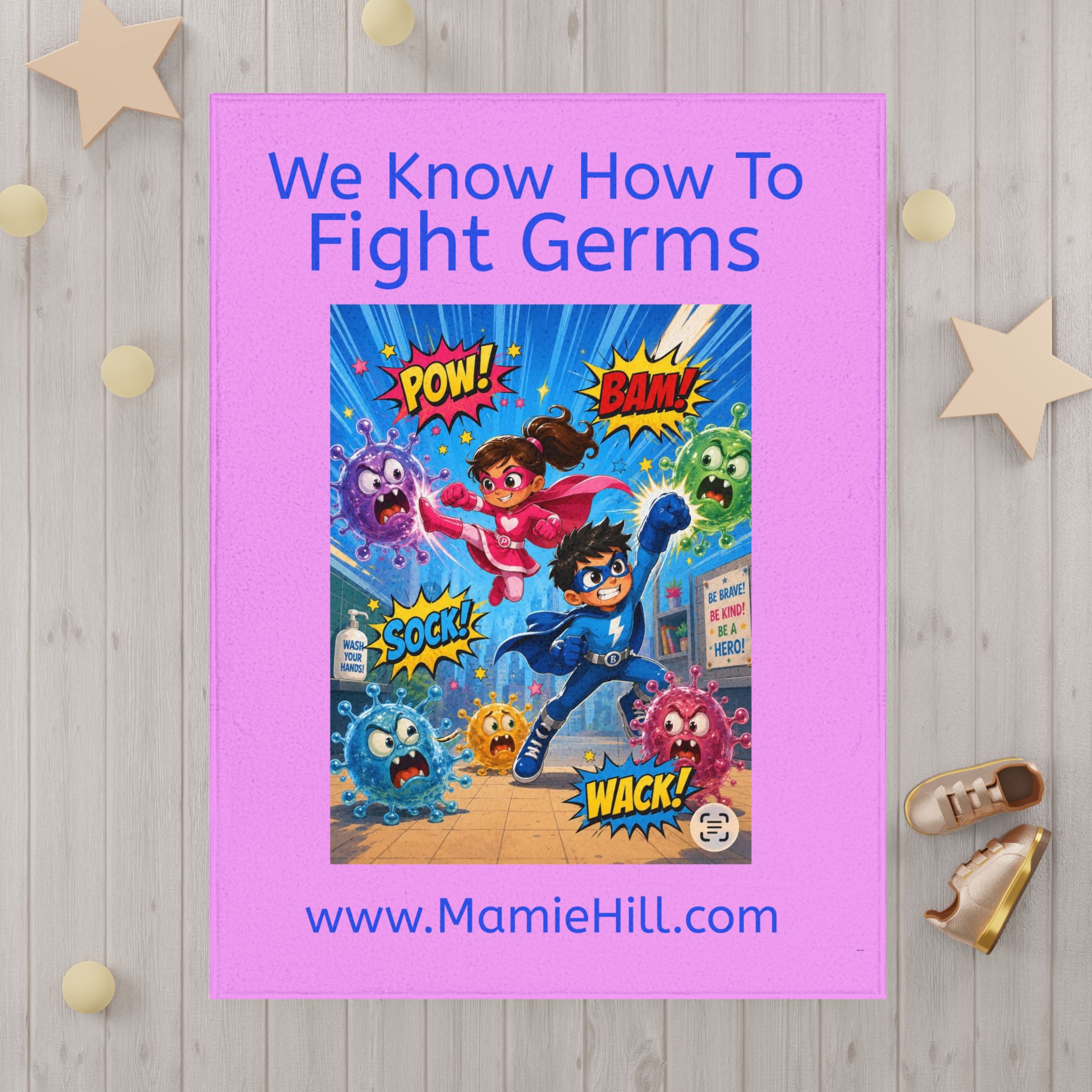 We Know How to Fight Germs Superhero Toddler Blanket - Image 4