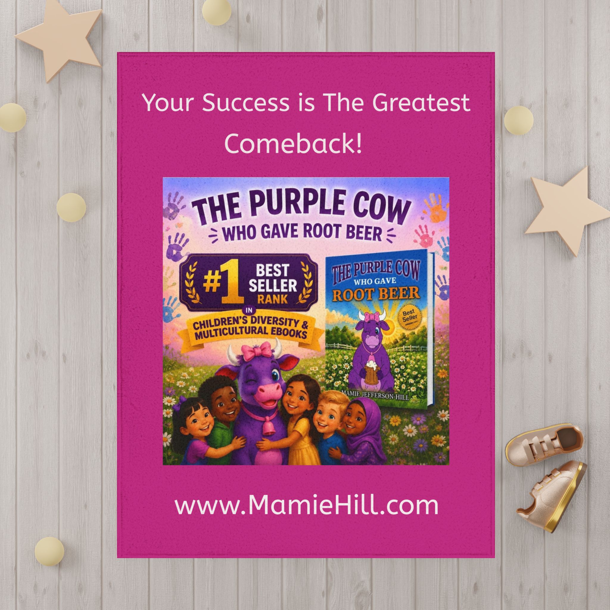 Toddler Blanket – The Purple Cow Who Gave Root Beer Storybook Design - Image 4